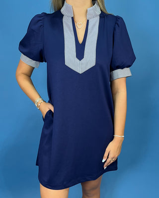 Boardwalk Beauty Stripe Contrast Navy Dress