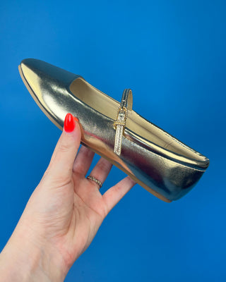 The Sophia Gold Ballet Flats