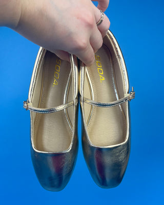 The Sophia Gold Ballet Flats