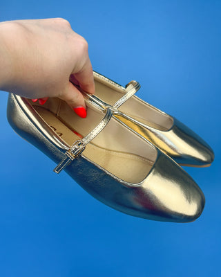 The Sophia Gold Ballet Flats