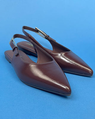 The Thea Cocoa Sling Back Pointed Toe Flat