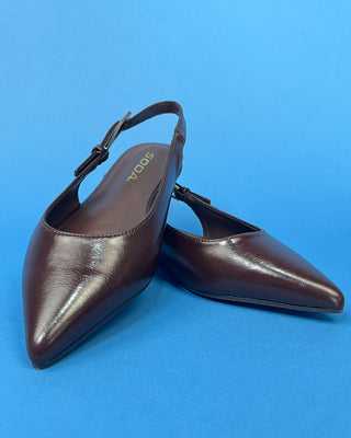 The Thea Cocoa Sling Back Pointed Toe Flat