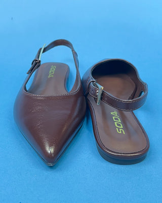 The Thea Cocoa Sling Back Pointed Toe Flat