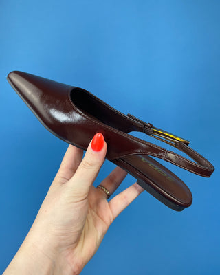 The Thea Cocoa Sling Back Pointed Toe Flat