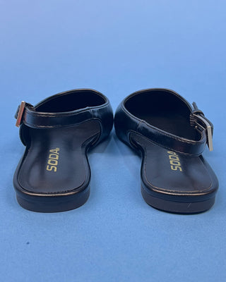 The Darla Black Pointed Toe Sling Back Flat
