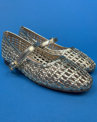 The Angel Woven Mary Jane Gold Flats