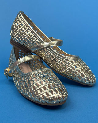 The Angel Woven Mary Jane Gold Flats