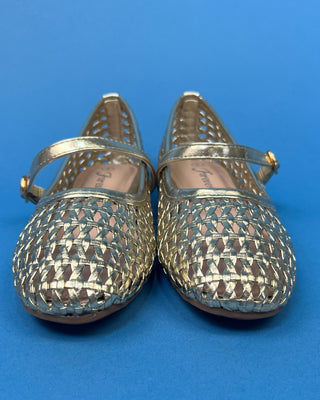 The Angel Woven Mary Jane Gold Flats