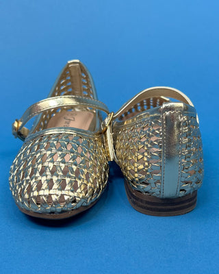 The Angel Woven Mary Jane Gold Flats