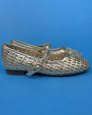 The Angel Woven Mary Jane Gold Flats