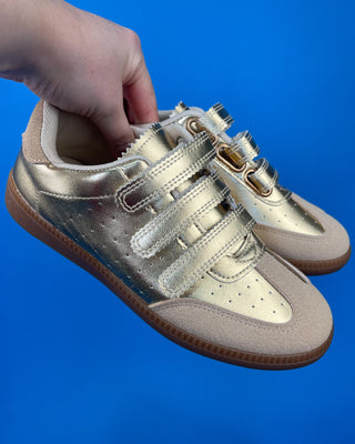 The Tess Scalloped Triple Velcro Strap Sneaker