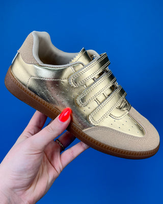 The Tess Scalloped Triple Velcro Strap Sneaker