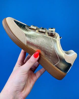The Tess Scalloped Triple Velcro Strap Sneaker