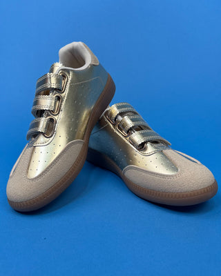 The Tess Scalloped Triple Velcro Strap Sneaker