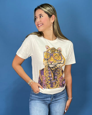 Geaux Queen Tiger Rhinestone Graphic Top