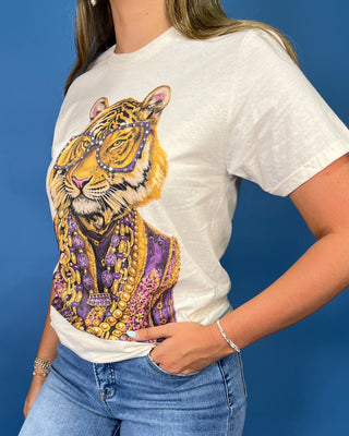 Geaux Queen Tiger Rhinestone Graphic Top