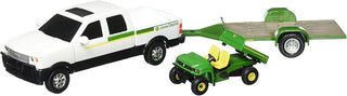 Shop the John Deere Pickup Hauling Set featuring a pickup truck, trailer, and riding mower. Officially licensed by John Deere for ages 3+.