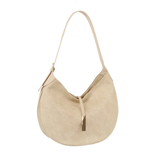 Crescent Metal Décor Hobo Shoulder Bag