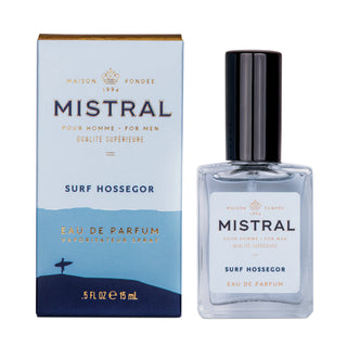 Mistral Surf Hosseggor Eau de Parfum bottle and packaging on a white background