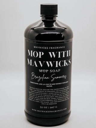 Mawicks mop soap bottle on a white background