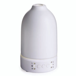 White ultrasonic humidifier on a white background