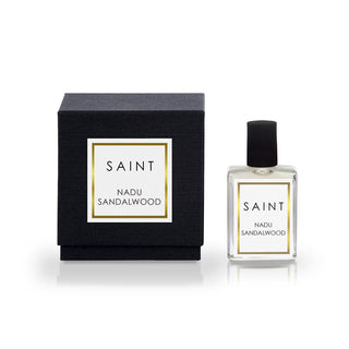 Saint Nadu Sandalwood perfume bottle and packaging on a white background