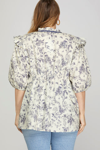 PLUS Joyful Blooms Puff Sleeve Top
