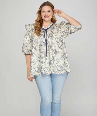 PLUS Joyful Blooms Puff Sleeve Top