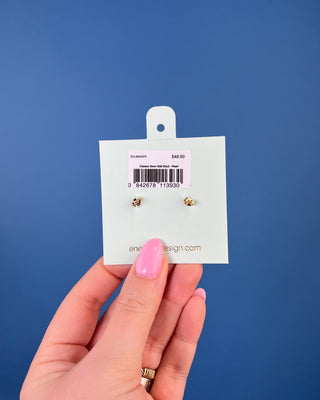 Enewton Classic Pearl Stud Earrings featuring luminous white faux pearls with 14kt gold-filled posts displayed on an Enewton