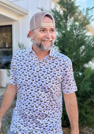 Happy Threads Men's Performance Duck & Call Polo