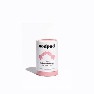 Pink and white container labeled 'nodpod' on a white background
