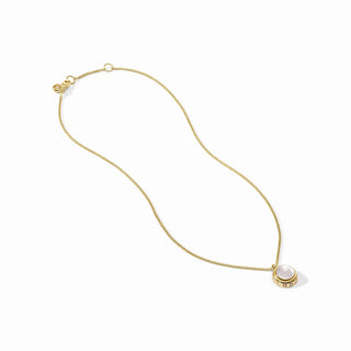 Gold necklace with a pendant on a white background