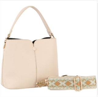 Bucket Satchel Guitar Strap Beige Purse