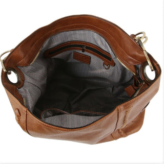 Whipstitch Beige Bucket Shoulder Bag
