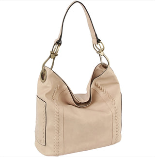 Whipstitch Beige Bucket Shoulder Bag