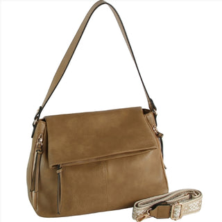 Flapover Messenger Guitar Strap Mocha Shoulder Bag