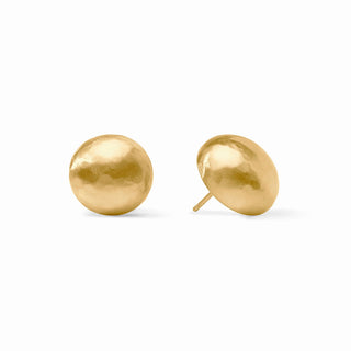 Gold stud earrings on a white background