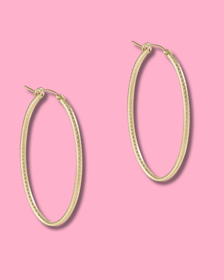 Enewton Textured Gold Oval 2" Hoop Earrings