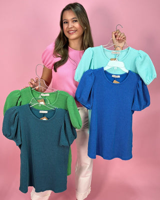 Always on Repeat Ribbed Knit Puff Sleeve Top *More Colors* - All About You