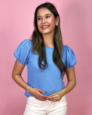 Always on Repeat Ribbed Knit Puff Sleeve Top *More Colors* - All About You