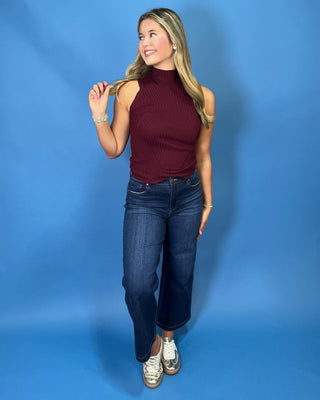 Autumn Avenue Mock Neck Ribbed Knit Top *More Colors* - All About You