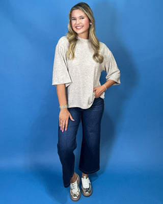 Autumn Breeze Oatmeal Mock Neck Knit Top - All About You