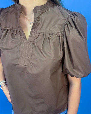 Autumn Espresso Puff Sleeve Top - All About You
