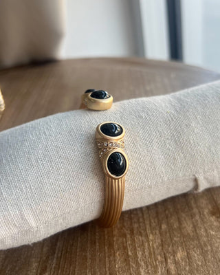 Avery Black Stone Cuff Bracelet - All About You