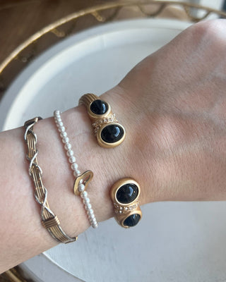 Avery Black Stone Cuff Bracelet - All About You