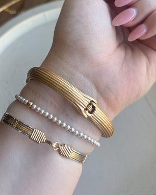 Avery Black Stone Cuff Bracelet - All About You