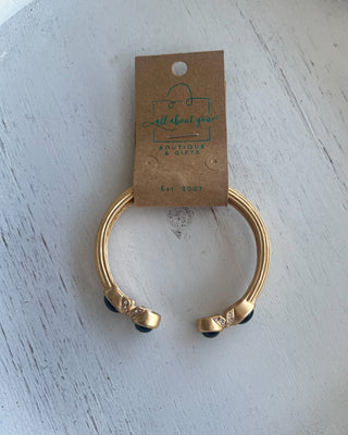 Avery Black Stone Cuff Bracelet - All About You