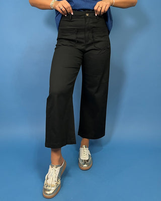 Belle of the South Black Scallop Pockets HR Pants - All About You