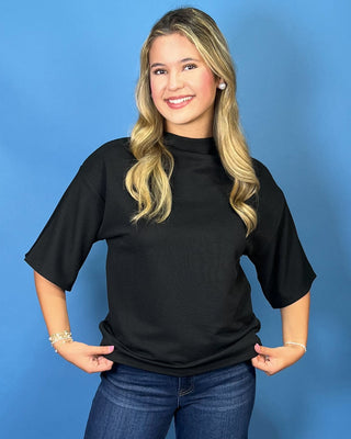 Black Label Mock Neck Ribbed Top - All About You