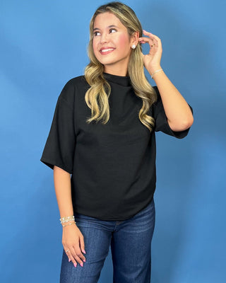 Black Label Mock Neck Ribbed Top - All About You